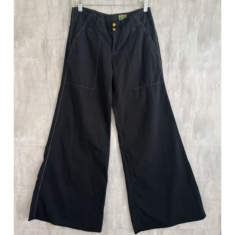 Burning Torch Pants Womens Size 6 Wide Leg Low Rise Boho Artisan Y2K Festival